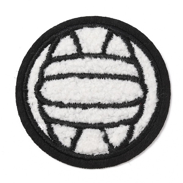 

PandaHall Sports Ball Theme Computerized Towel Fabric Embroidery Iron on Cloth Patches, Chenille Appliques, Costume Accessories, Sewing..., White