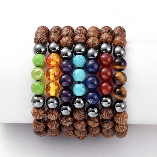 

PandaHall Adjustable Nylon Cord Braided Bead Bracelets, with Natural & Synthetic Gemstone, Non-Magnetic Synthetic Hematite Beads and Wood...