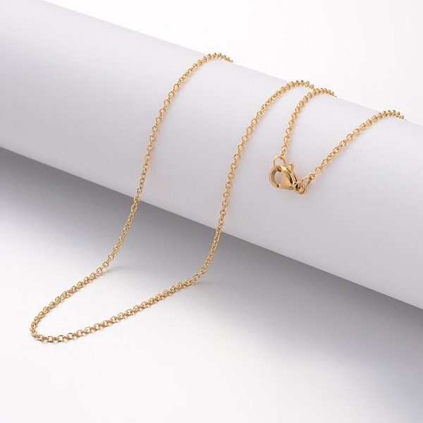 

PandaHall Ion Plating(IP) 304 Stainless Steel Necklace, Cable Chains, with Lobster Clasps, Golden, 19.69 inch(500mm), 1.5mm Stainless Steel