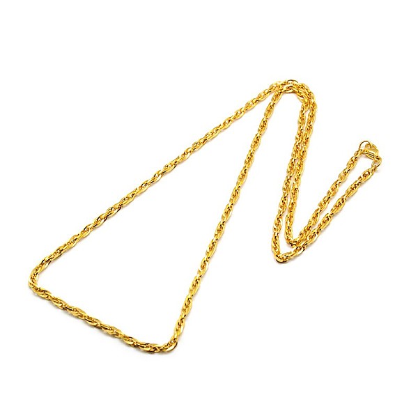 

PandaHall Fashionable 304 Stainless Steel Rope Chain Necklace Making, with Lobster Claw Clasps, Golden, 22 inch~24 inch(55.8~60.9cm)x3mm 304...