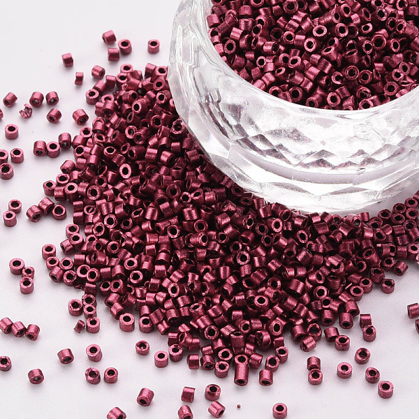 

PandaHall Glass Cylinder Beads, Seed Beads, Metallic Colours, Baking Paint, Round Hole, Indian Red, 1.5~2x1~2mm, Hole: 0.8mm, about...