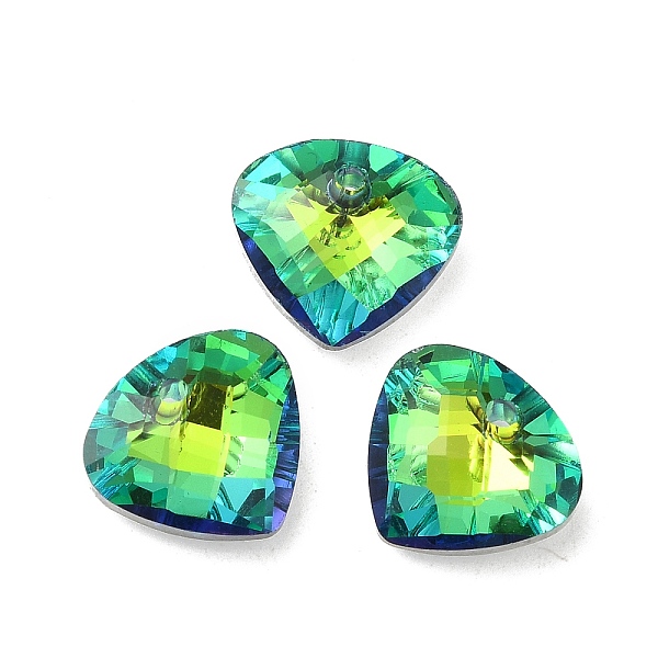 

PandaHall Electroplated Glass Pendants, Back Plated, Faceted, Teardrop Charms, Yellow Green, 12x13x5mm, Hole: 1.2mm Glass Teardrop