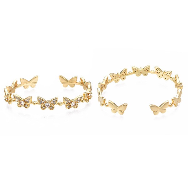 

PandaHall Cubic Zirconia Butterfly Cuff Bangle, Dainty Brass Open Bangle for Women, Nickel Free, Real 18K Gold Plated, Inner Diameter: 2-3/8..., Clear