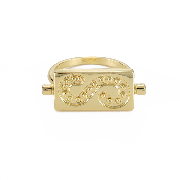 

PandaHall Rectangle with Letter S Rack Plating Alloy Wide Band Rings, Cadmium Free & Lead Free, Light Gold, US Size 7(17.3mm) Alloy Letter S