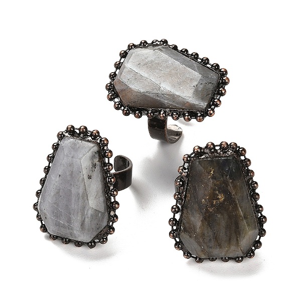 

PandaHall Natural Labradorite Open Cuff Ring, with Brass Findings, Nuggets, Inner Diameter: 17.5~18mm Labradorite Nuggets