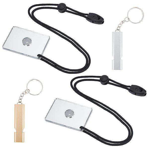 

PandaHall 4 Pcs Small Survival Signal Mirror with Mini Double Frequency Whistles, Outdoor Adventure Emergency Signaling Mirror Outdoor...