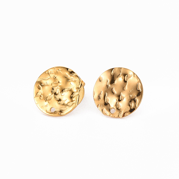 

PandaHall 304 Stainless Steel Stud Earring Findings, with Earring Backs, Flat Round, Real 18K Gold Plated, 12.5mm, Hole: 1mm, Pin: 0.8mm 304...