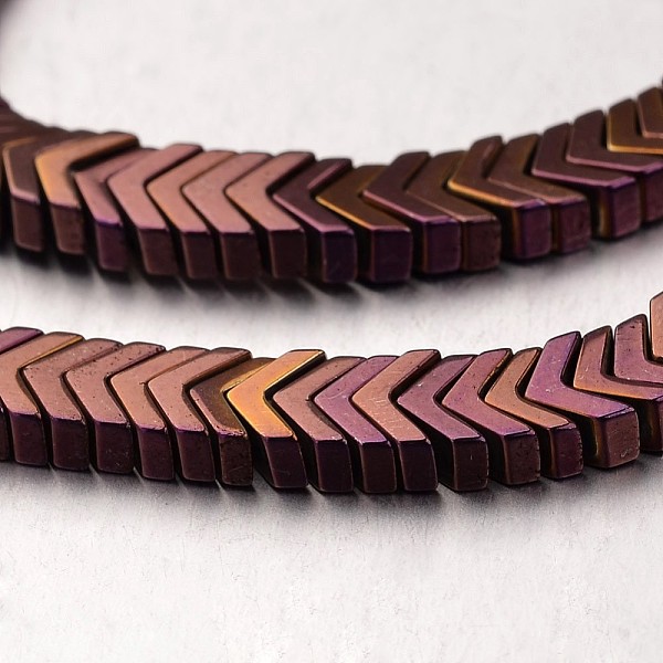 

PandaHall Electroplate Non-magnetic Synthetic Hematite Bead Strands, Arrowhead, Purple Plated, 4x6x3mm, Hole: 1mm, about 206pcs/strand, 15.7...