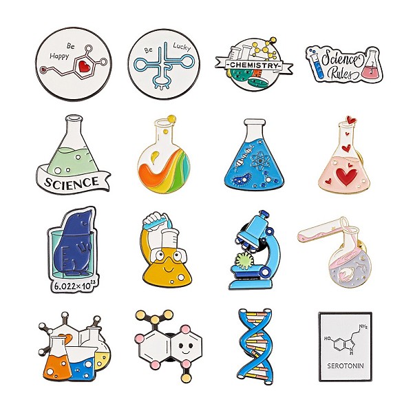 

PandaHall Yilisi 16Pcs 16 Style Chemistry Science Alloy Enamel Brooches Set, Enamel Pin for Student Teacher Women, Gunmetal & Golden, Mixed..., Multicolor
