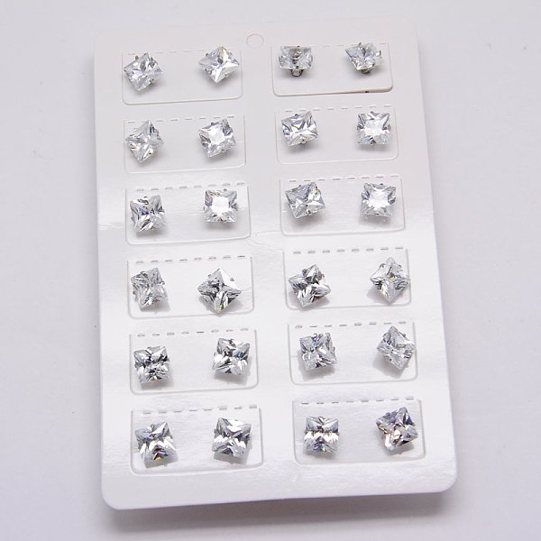 

PandaHall Cubic Zirconia Ear Studs, with Stainless Steel Base, Stainless Steel Color, 5x5mm, Pin: 0.7mm Cubic Zirconia