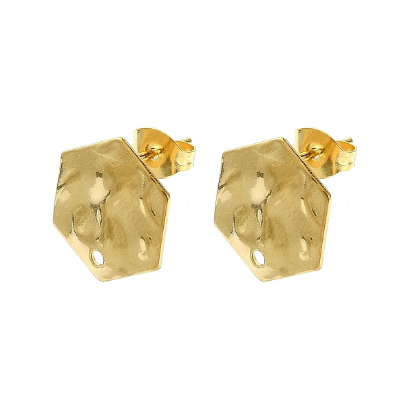 

PandaHall 304 Stainless Steel Stud Earring Findings, Hexagon, 13.5x12mm, Hole: 1.4mm, Pin: 10.5x0.5mm. 304 Stainless Steel Hexagon