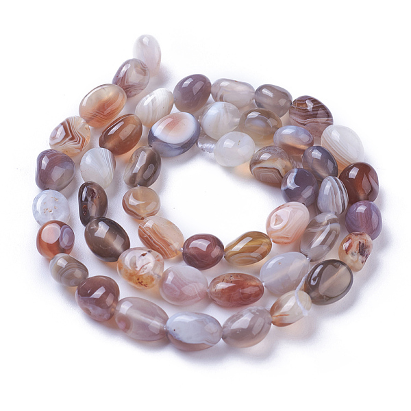 

PandaHall Natural Botswana Agate Beads Strands, Tumbled Stone, Nuggets, 7~11x7~8mm, Hole: 1mm, about 47~48pcs/strand, 15.94 inch(40.5cm)...