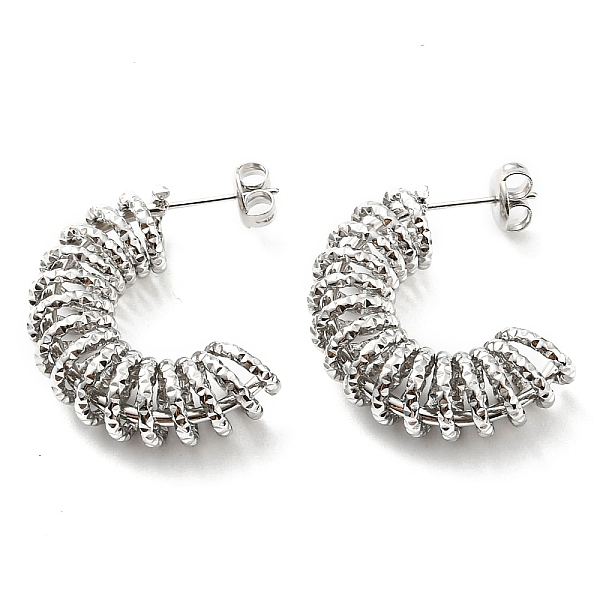 

PandaHall 304 Stainless Steel Spiral Stud Earrings, Wire Wrap Jewelry, Stainless Steel Color, 30x8mm 304 Stainless Steel Round