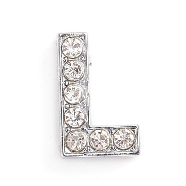 

PandaHall Alloy Slide Charms, with Crystal Rhinestone, for DIY Craft Jewelry Making, Letter, Platinum, Letter.L, 14x9x5mm, Hole: 2x11mm..., Clear
