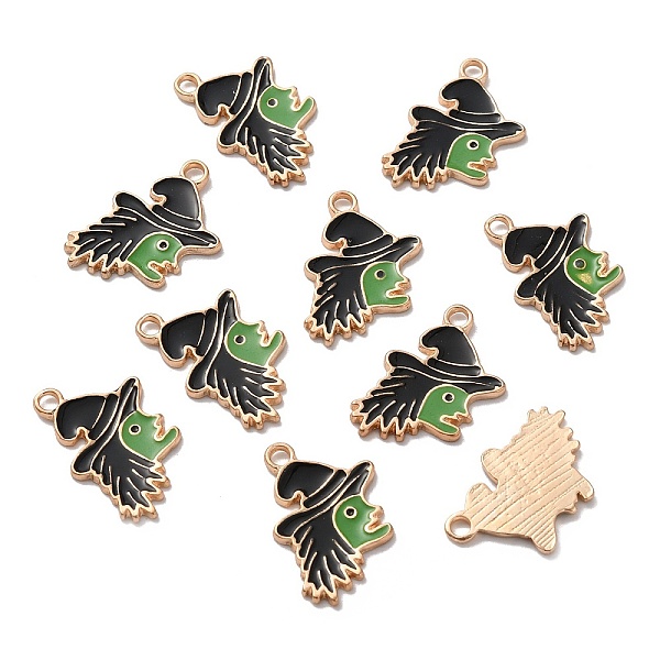 

PandaHall Alloy Enamel Pendants, Witch, Halloween, Black, 21x19x1.5mm, Hole: 2mm Alloy+Enamel Witch Black