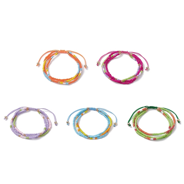 

PandaHall Adjustable Glass Seed Beaded Triple Layer Multi-strand Bracelet, Nylon Cord Braided Bead Bracelets, Mixed Color, Inner Diameter..., Multicolor