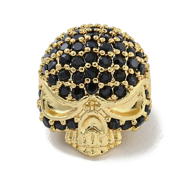 

PandaHall Brass Micro Pave Black Cubic Zirconia Beads, Skull, Real 18K Gold Plated, 10x11x10mm, Hole: 1.5mm Brass+Cubic Zirconia Skull Black