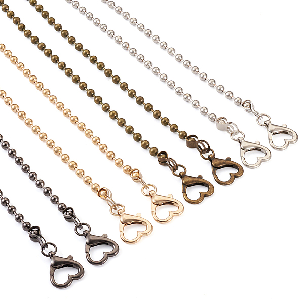 

PandaHall Mega Pet 4Pcs 4 Colors Iron Ball Chain Bag Straps, with Heart-shaped Lobster Claw Clasps, Bag Replacement Accessories, Mixed Color...