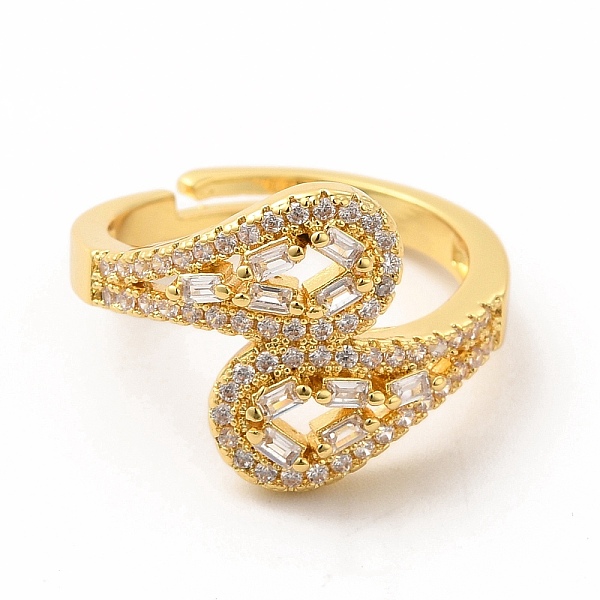 

PandaHall Cubic Zirconia Teardrop Adjustable Ring, Golden Brass Jewelry for Women, Clear, US Size 7 1/4(17.5mm) Brass+Cubic Zirconia Clear