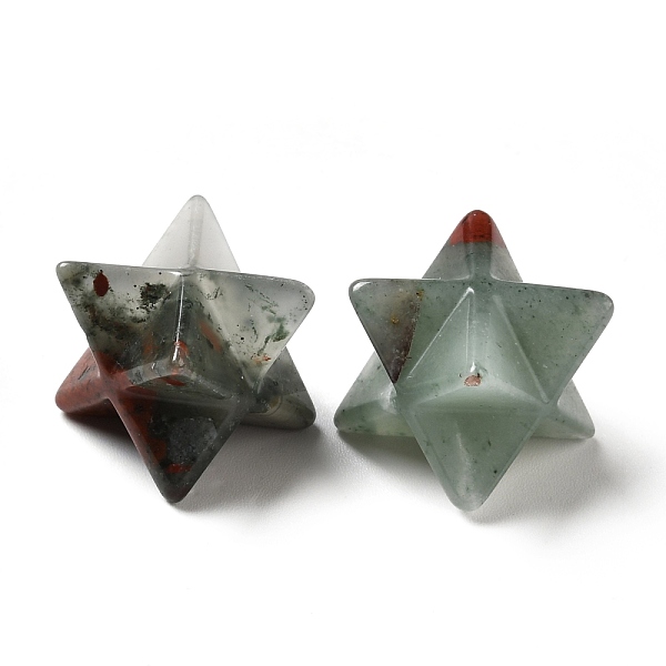 

PandaHall Natural African Bloodstone Beads, No Hole/Undrilled, Merkaba Star, 14.5~15x14.5~15x14.5~15mm Bloodstone Star
