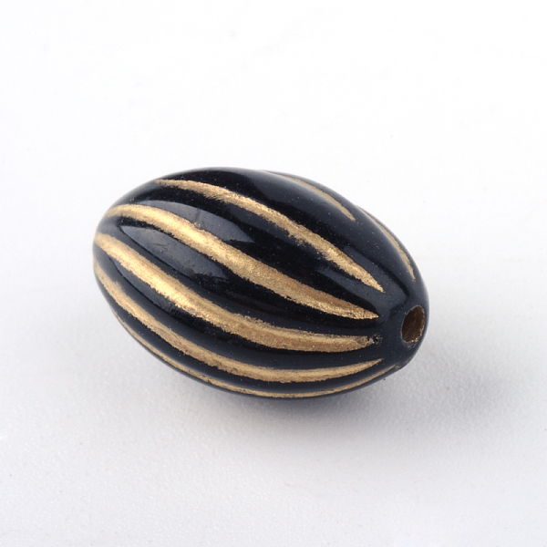 

PandaHall Oval Plating Acrylic Beads, Golden Metal Enlaced, Black, 14.5x9mm, Hole: 1.5mm, about 757pcs/500g Acrylic Oval Black