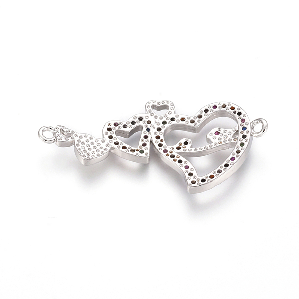 

PandaHall Brass Micro Pave Cubic Zirconia Links connectors, Heart with Bird, Colorful, Platinum, 16.5x33.5x3.5mm, Hole: 1.4mm Brass+Cubic...