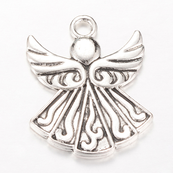 

PandaHall Tibetan Style Alloy Pendants, Angel, Cadmium Free & Nickel Free & Lead Free, Antique Silver, 40x31x3mm, Hole: 4mm, about...