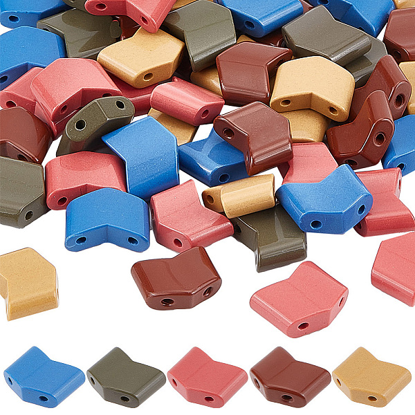 

PandaHall PH 60pcs Arrow Shape Tila Beads, 5 Colors 2-Hole Carrier Beads 15x13mm Large Czech Beads Flat Opaque Spacer Beads for..., Multicolor