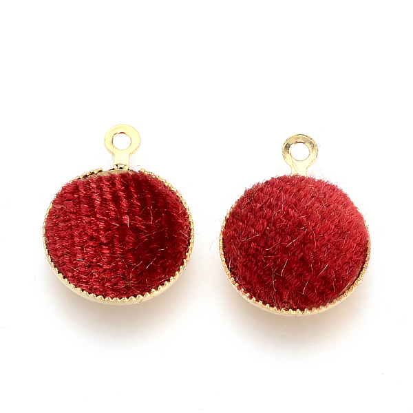 

PandaHall Handmade Velours Covered Pendants, with Brass Findings, Flat Round, Golden, Red, 14x11x3mm, Hole: 1mm Cloth Flat Round Red