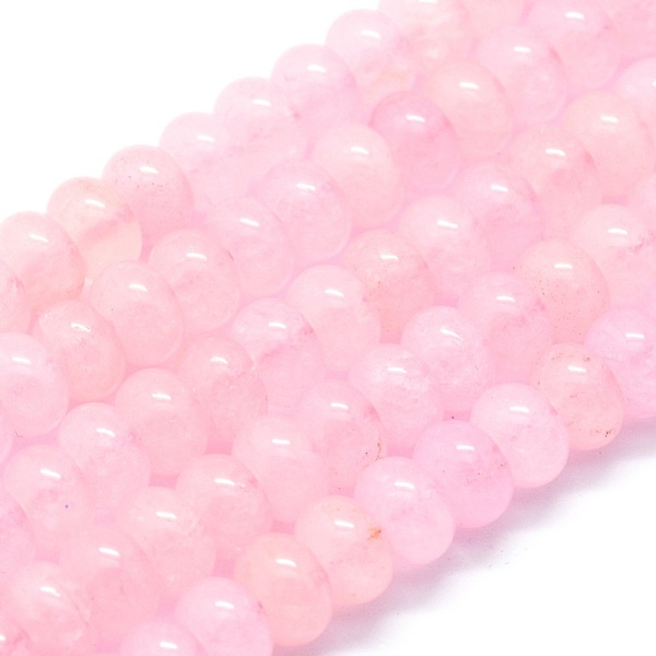 

PandaHall Natural Rose Quartz Beads Strands, Rondelle, 8x5mm, Hole: 1mm, about 68pcs/strand, 15.15 inch(38.5cm) Rose Quartz Rondelle
