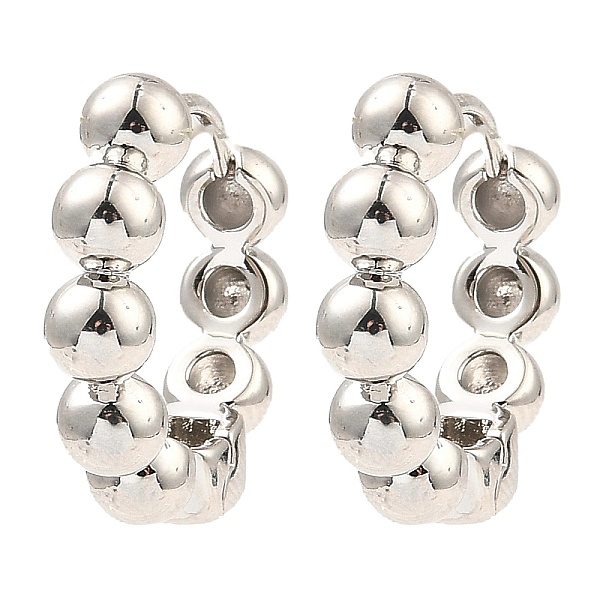 

PandaHall Brass Beaded Hoop Earrings, Ring, Platinum, 18x20x4.5mm Brass Ring