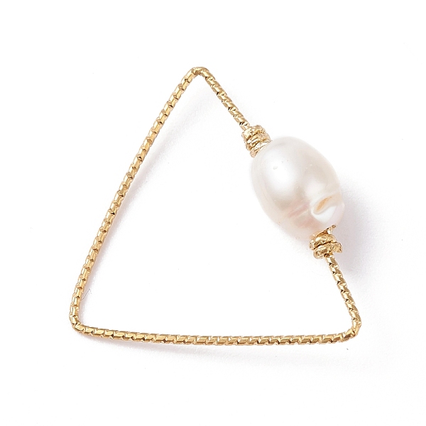 

PandaHall Copper Linking Rings, with Natural Cultured Freshwater Pearl, Triangle, Golden, 24x25x1mm, Inner Diameter: 22.5x23mm Brass...
