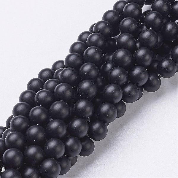 

PandaHall Natural Black Agate Beads Strands, Grade A, Frosted, Round, Dyed & Heated, 6mm, Hole: 1mm, about 63pcs/strand, 15.5 inch Black...