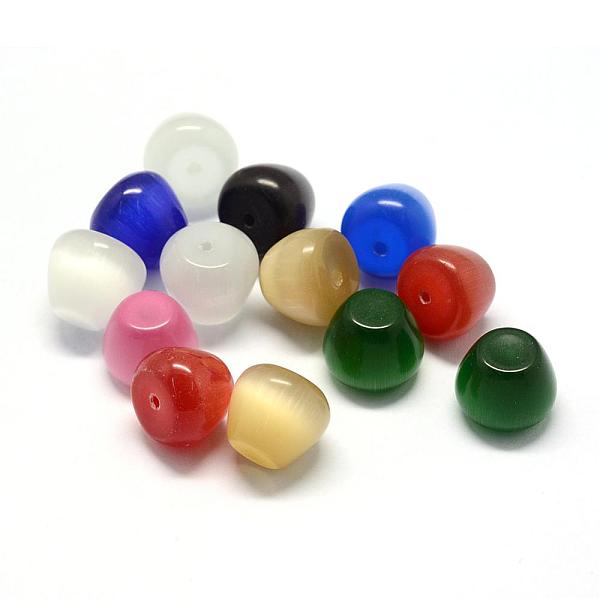 

PandaHall Cat Eye Half Drilled Beads, Trapezoid, Mixed Color, 10~11.5x9~9.5mm, Half Hole: 1~1.5mm Glass Trapezoid Multicolor
