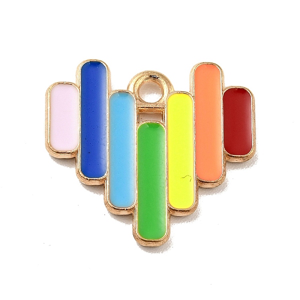 

PandaHall Rainbow Color Alloy Enamel Pendants, Heart Charms, Light Gold, Colorful, 16.5x18x1.5mm, Hole: 1.8mm Alloy+Enamel Heart