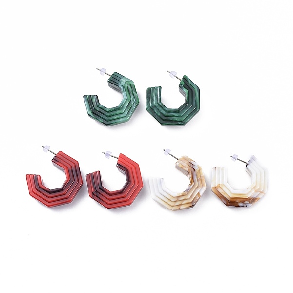 

PandaHall Acrylic Stud Earrings, Half Hoop Earrings, with 304 Stainless Steel Stud Earring Findings and Plastic Ear Nuts, Mixed Color..., Multicolor