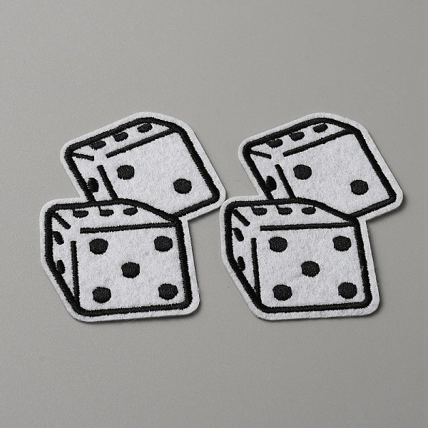 

PandaHall Cloth Embroidery Applqiues, Iron on/Sew on Patches, Costume Ornament Accessories, Dice Pattern, 83x57x1mm Cloth Dice