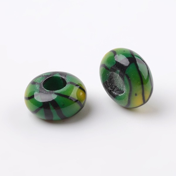 

PandaHall Handmade Polymer Clay Enamel European Beads, Large Hole Rondelle Beads, Sea Green, 14x7.5mm, Hole: 5.5mm Polymer Clay Rondelle...