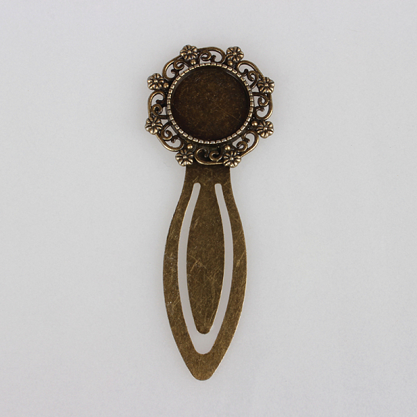 

PandaHall Antique Bronze Iron Bookmark Cabochon Settings, Cadmium Free & Nickel Free & Lead Free, with Alloy Flat Round Tray, 80x30x3mm...