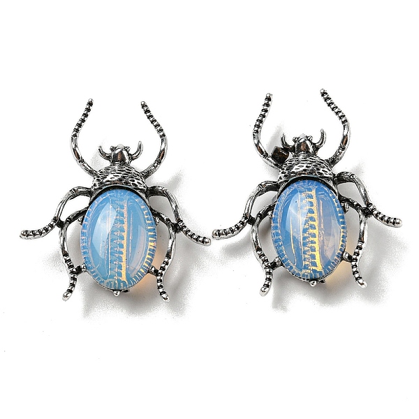 

PandaHall Dual-use Items Alloy Spider Brooch, with Opalite, Antique Silver, 42x38x12~13mm, Hole: 4.5x4mm Opalite Spider