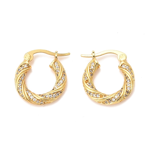 

PandaHall Brass Micro Pave Cubic Zirconia Hoop Earrings, Long-Lasting Plated, Ring, Real 18K Gold Plated, 17x16x3mm, Pin: 0.6mm Cubic..., Clear