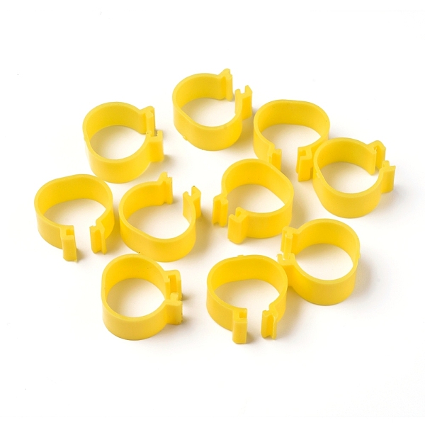 

PandaHall Plastic Poultry Leg Bands, Bird Chicks Ducks Chicken Clip-on Rings, Yellow, 21x21x10mm Plastic Yellow