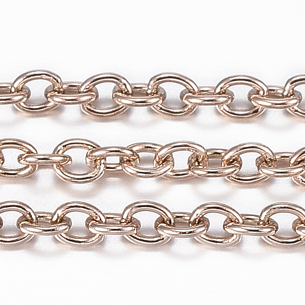 

PandaHall Ion Plating(IP) 304 Stainless Steel Cable Chains, Soldered, with Spool, Oval, Rose Gold, 2x1.5x0.4mm, about 32.8 Feet(10m)/roll...