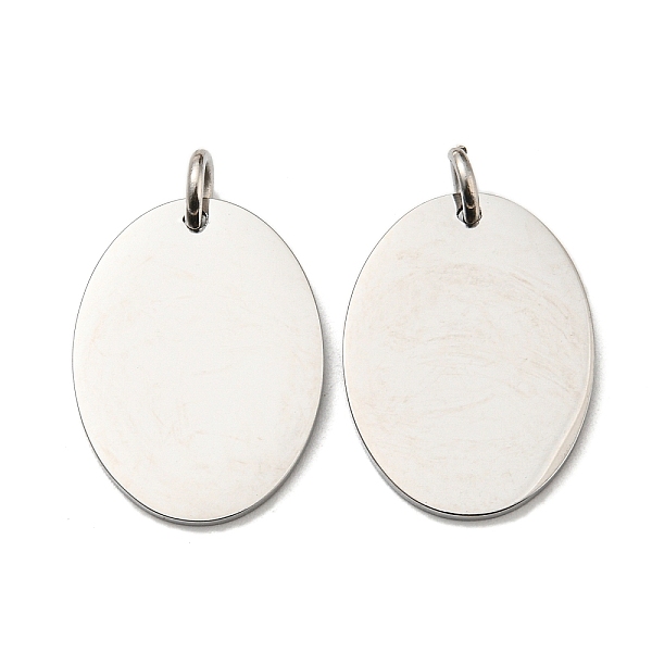 

PandaHall 304 Stainless Steel Stamping Blank Tag Pendants, with Jump Ring, Oval Charm, Stainless Steel Color, 24.5x18x1.5mm, Hole: 4mm 304...