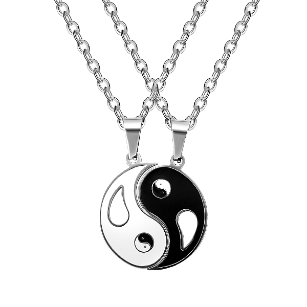 PandaHall Two Tone Flat Round Puzzle Matching Necklaces Set, Yin Yang Pendant Necklaces, Infinity Love Magnetic 316L Surgical Stainless... PandaHall Two Tone Flat Round Puzzle Matching Necklaces Set, Yin Yang Pendant Necklaces, Infinity Love Magnetic 316L Surgical Stainless...