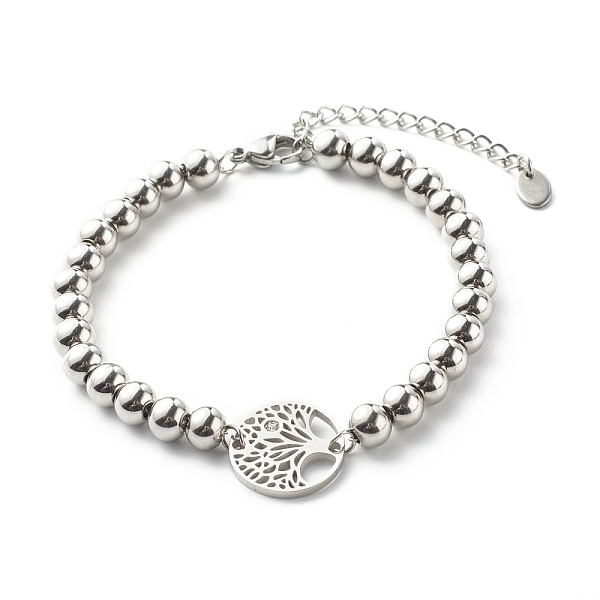 

PandaHall Tree of Life Link Bracelets for Men Women, with 202 Stainless Steel Ball Chains, Stainless Steel Color, 7-1/4 inch(18.3cm) 202...