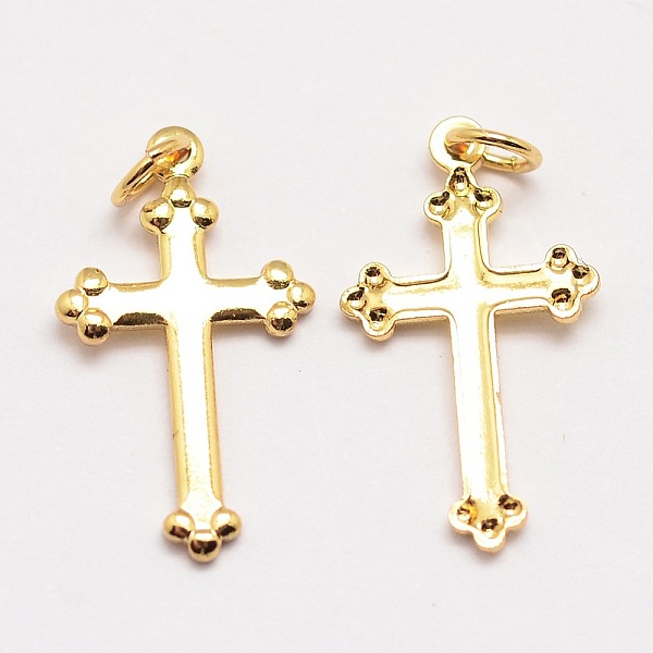 

PandaHall Brass Pendants, Cross, Cadmium Free & Nickel Free & Lead Free, Real 18K Gold Plated, 18x10x1mm, Hole: 3mm Brass Cross