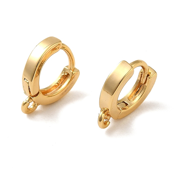 

PandaHall Brass Earring Findings, Ring, Real 18K Gold Plated, 11.5x2.5mm, Hole: 1mm, Pin: 0.9mm Brass