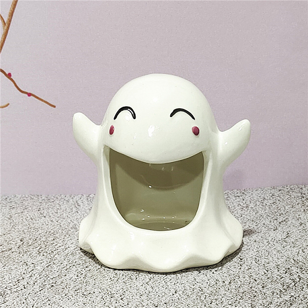 

PandaHall Halloween Theme Porcelain Candle Holder, Candlestick Stand, Ghost, White, 10.5x10x10.5cm Porcelain White