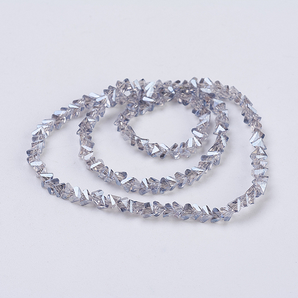 

PandaHall Electroplate Glass Beads Strands, Pearl Luster Plated, Faceted, Triangle, Thistle, 3x4x3mm, Hole: 1mm, about 149pcs/strand, 13.3..., Purple